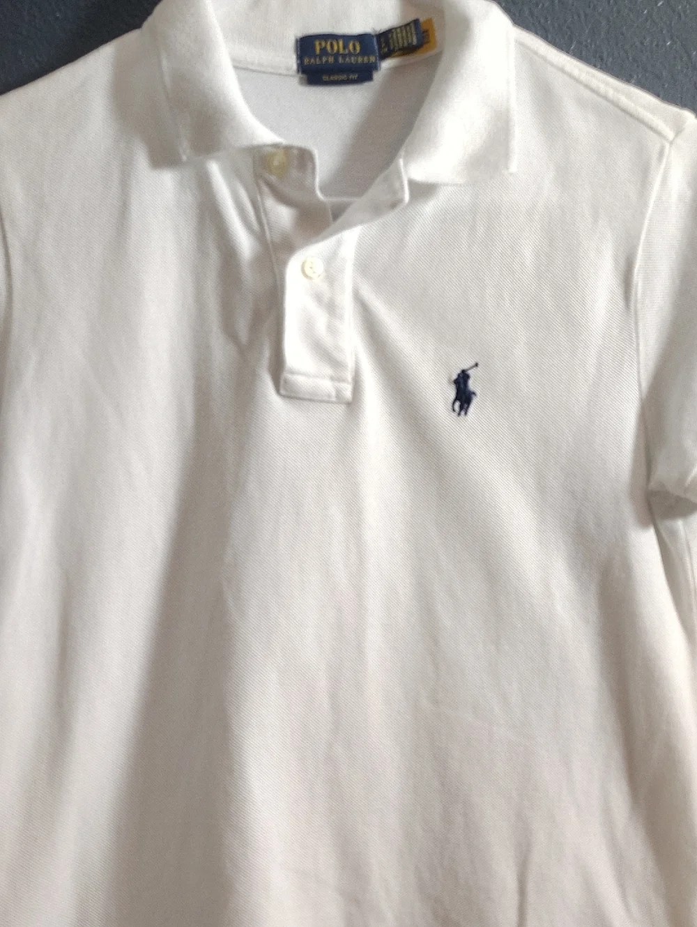 Ralph Lauren Classic Fit White Polo with Navy Pony Embroidery